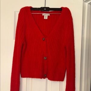 Sincerely Jules Vibrant Red Ribbed Cardigan